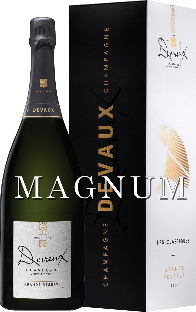 Achat champagne Devaux coffret cadeau avec 2 flûtes