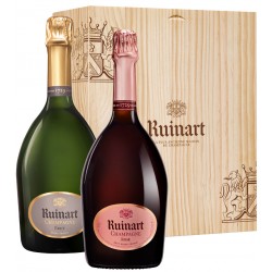 Caisse Bois Duo Champagne R de Ruinart Brut et Rosé