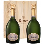 bouteilles de Champagne R de Ruinart en caisse bois duo