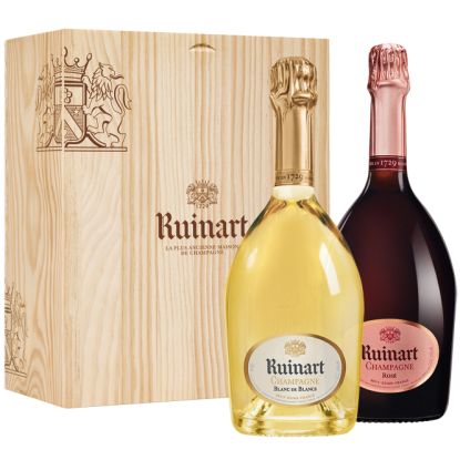 Caisse bois duo Ruinart rosé et blanc de blancs