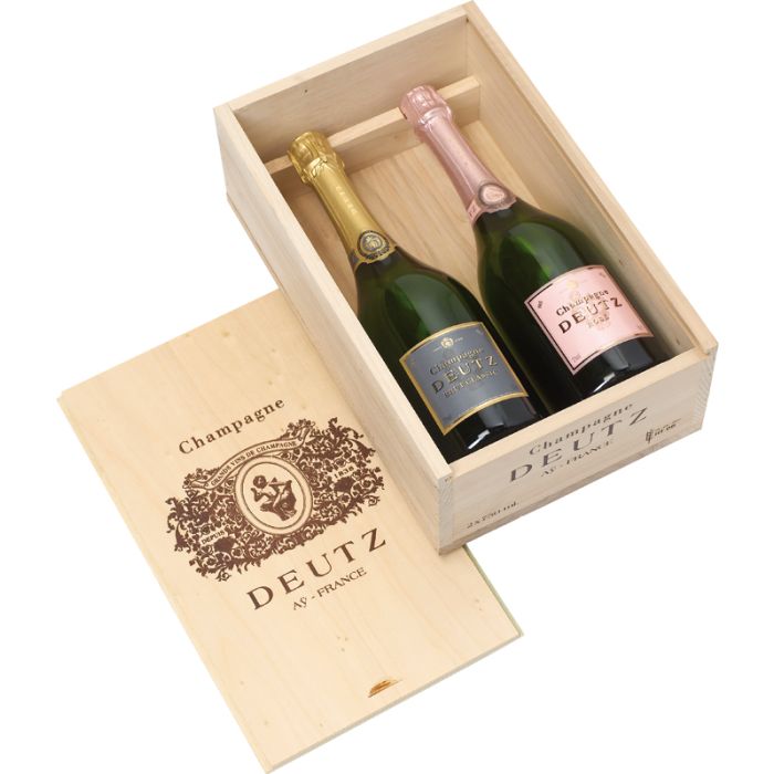 Caisse bois Duo Champagne Deutz Brut et Rosé