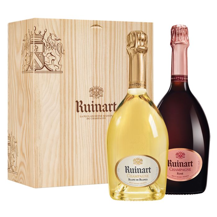 Caisse Bois Duo Champagne Ruinart Blanc de Blancs et Rosé