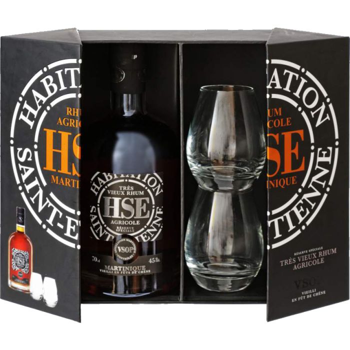 Coffret Rhum Habitation Saint Etienne (HSE) VSOP + 2 verres - Martinique