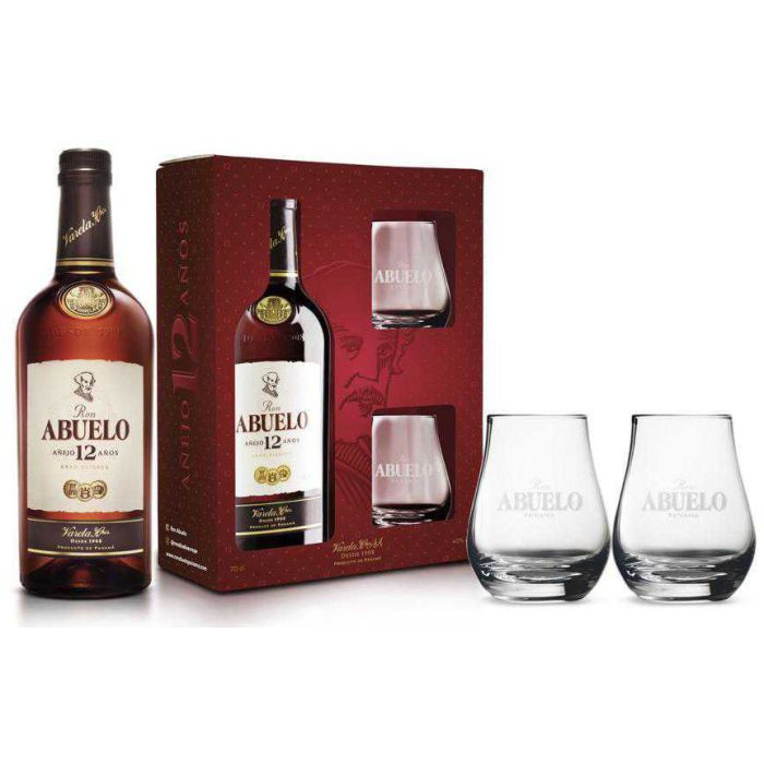 Coffret Rhum Abuelo 12 ans + 2 verres -  Panama
