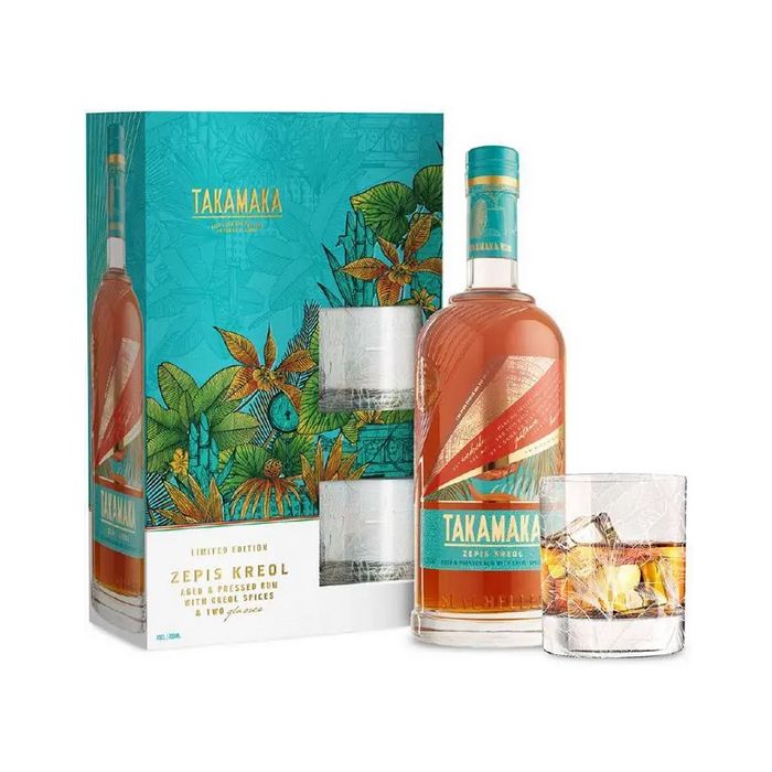 Coffret Takamaka Zepis Kreol + 2 verres - Seychelles