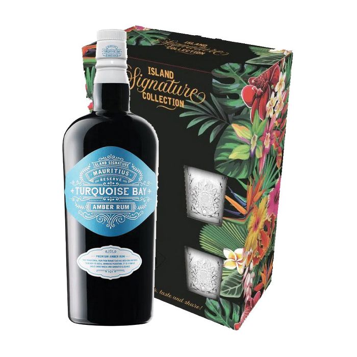 Coffret Rhum Turquoise Bay + 2 verres - Ile Maurice