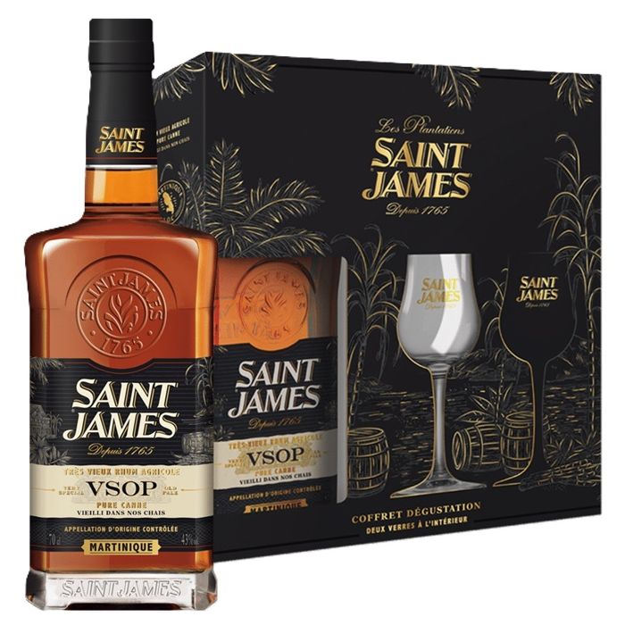 Coffret Rhum Saint James VSOP + 2 verres - Martinique