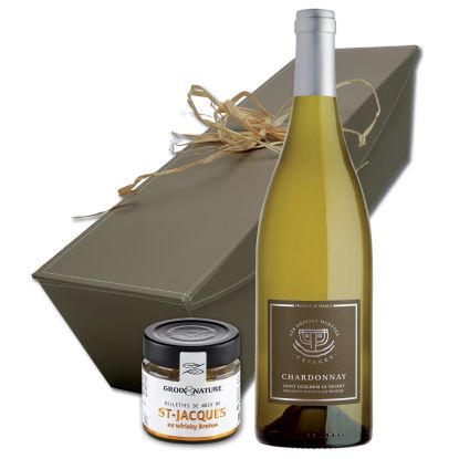 Coffret chardonnay et Saint-Jacques au Whisky Breton