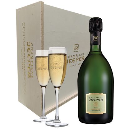 Champagne Jeeper Premier Cru - Brut Grand Assemblage avec 2 flûtes