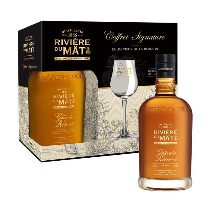 Coffret Rhum Rivière du Mât Grande Réserve + 2 verres - Ile de la Réunion