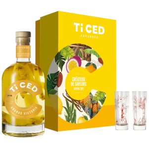 Coffret Rhum arrangé Ananas Victoria + 2 Verres - Ti Ced
