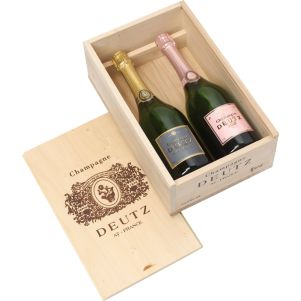 Coffret chanpagne Deutz duo en caisse bois